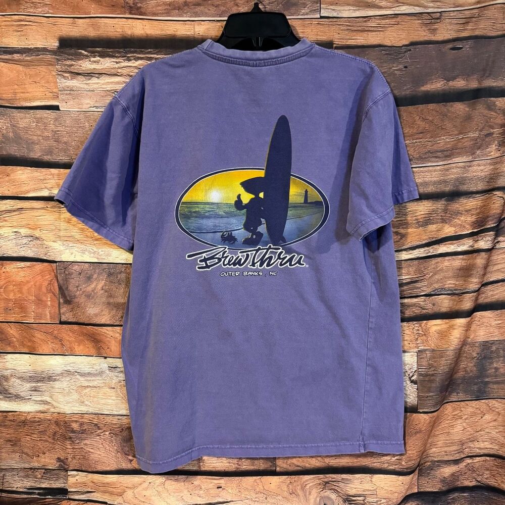 Colortone T-Shirt Men's Purple L Brew Thru Outer Banks NC 100% Cotton
